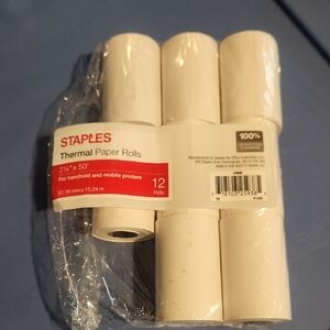 Staples White Thermal Paper Rolls for Handheld Printers